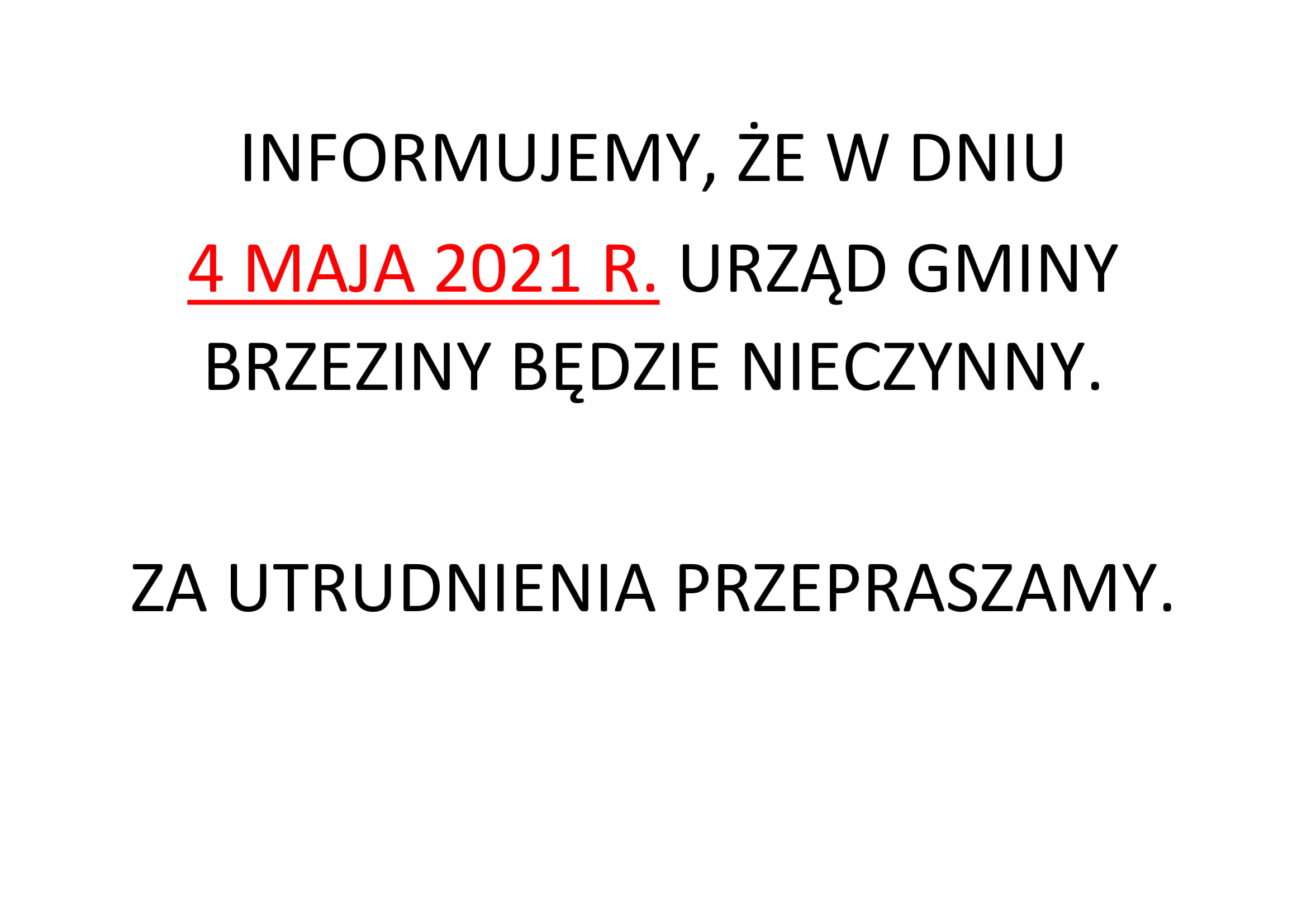 INFORMACJA odnośnie 4 maja 1 POP