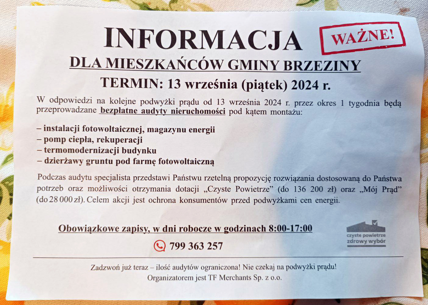 Informacja dla Mieszkańców