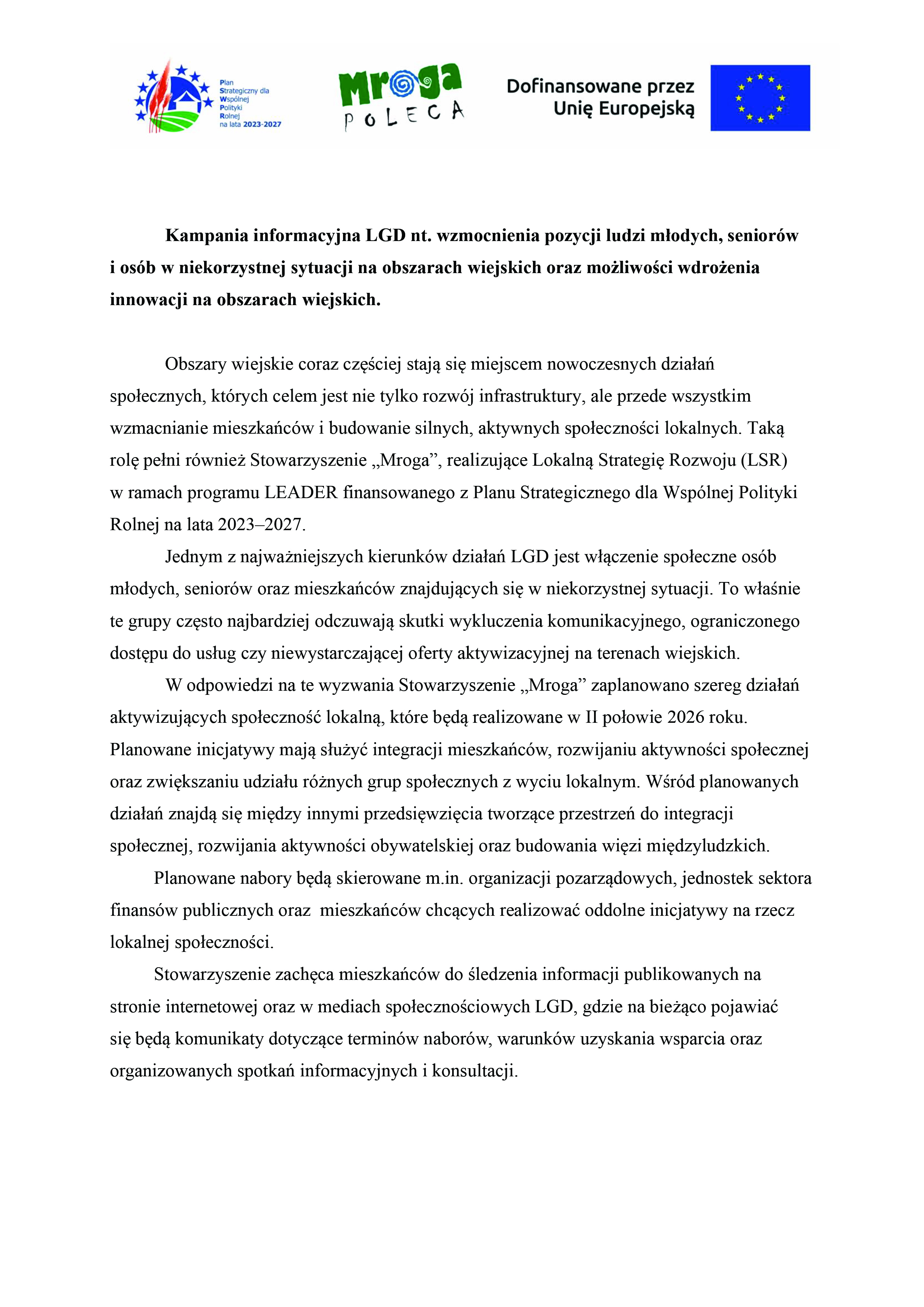 Kampania informacyjna LGD nt 1