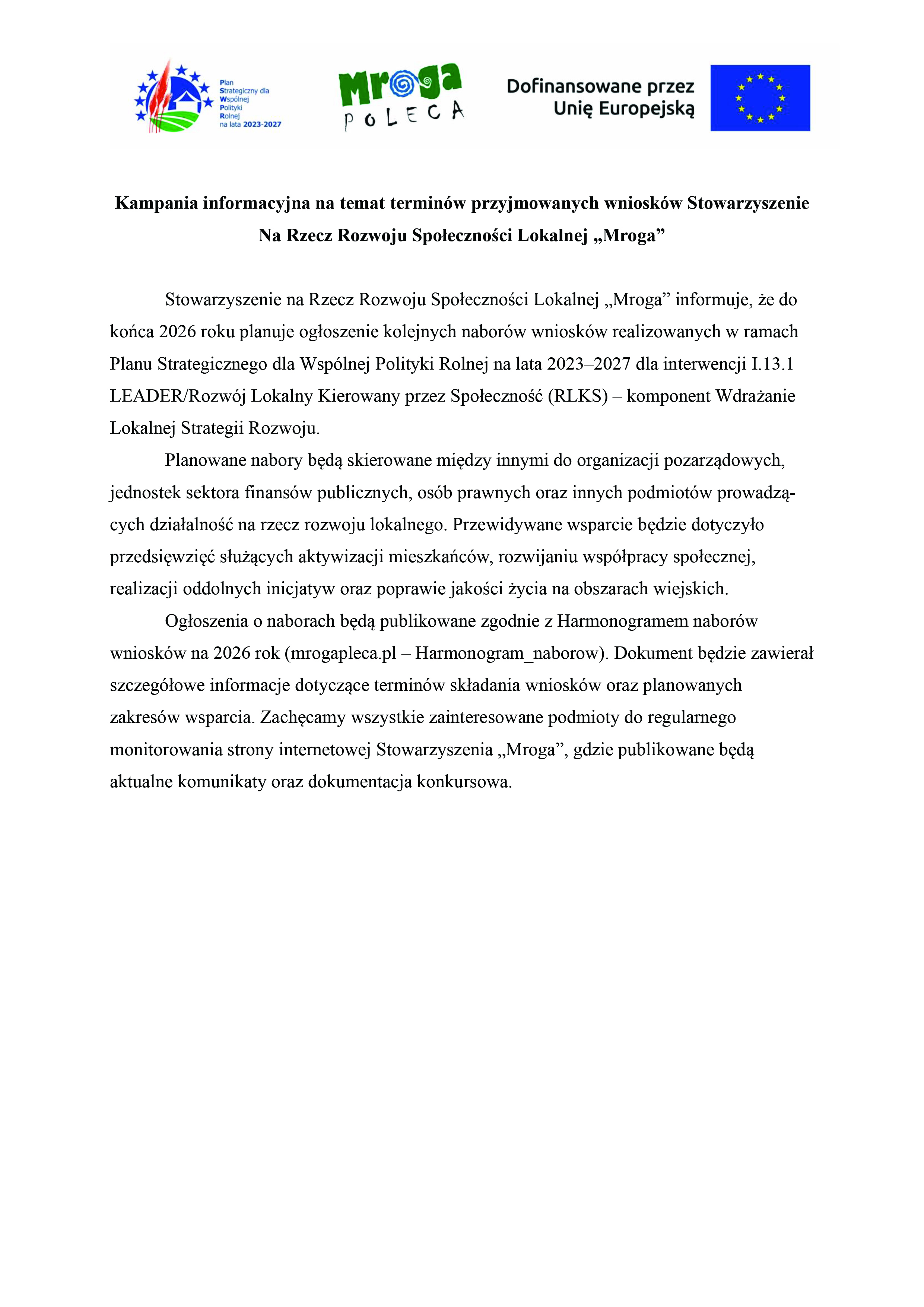 Kampania informacyjna LGD nt 2
