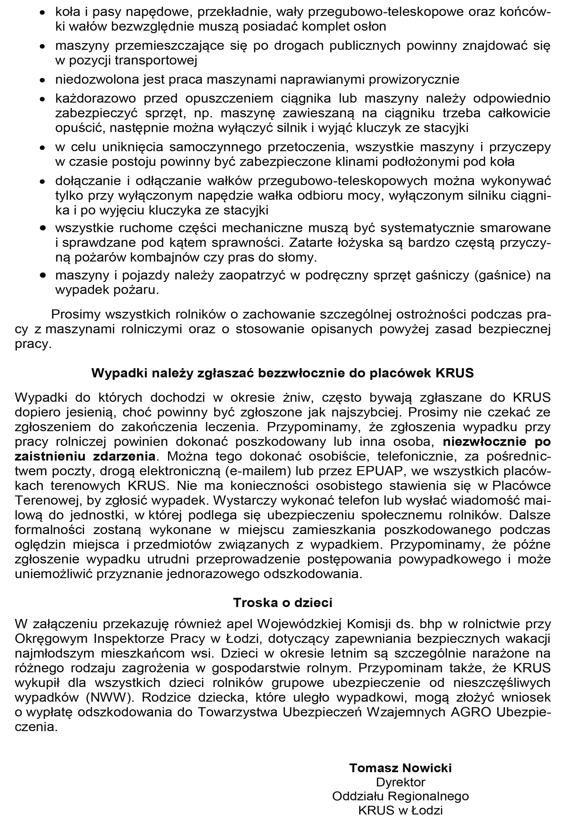 bhp przy maszynach lato 23 Brzeziny 2