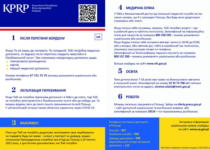 Ulotki informacyjne dla uchodźców.