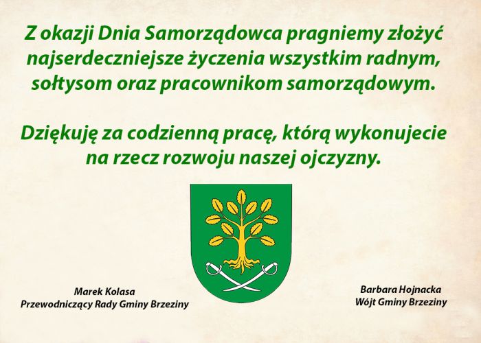 Życzenia z okazji Dnia Samorządowca