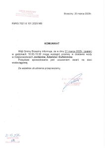Przerwa w dostawie wody w miejscowościach Jordanów, Adamów i Eufeminów - w dniu 21 marca 2025 r. (piątek)