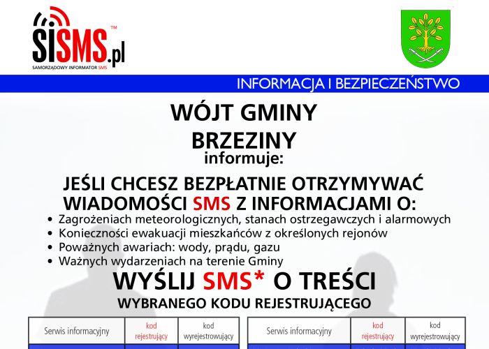 Zachęcamy Mieszkańców z terenu Gminy Brzeziny do zarejestrowania się w systemie powiadamiania kryzysowego.