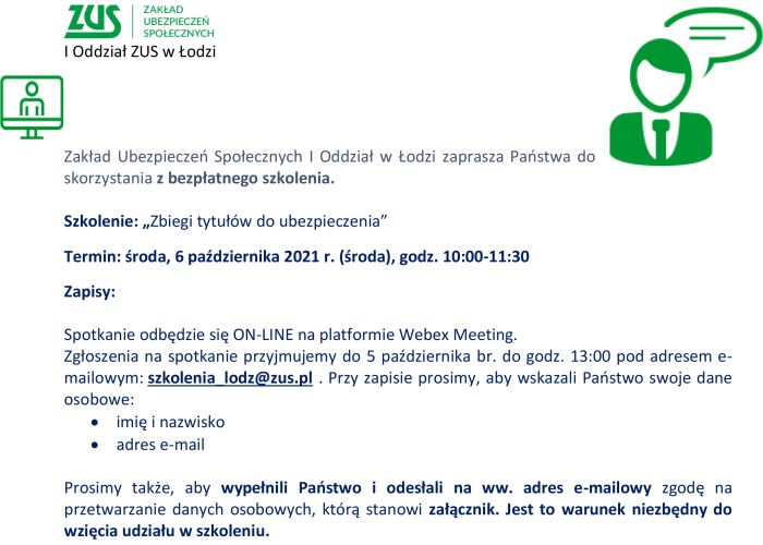 Bezpłatne szkolenie „Zbiegi tytułów do ubezpieczenia”