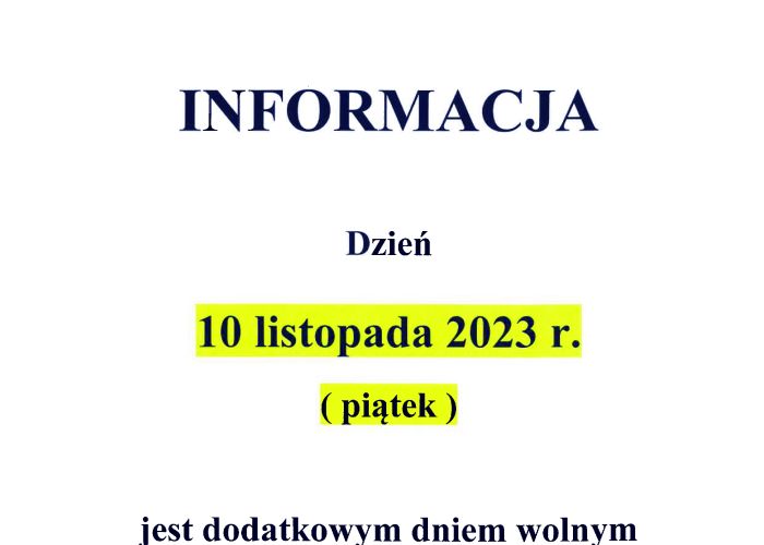 10 listopada 2023 r. - Urząd Gminy Brzeziny będzie nieczynny.