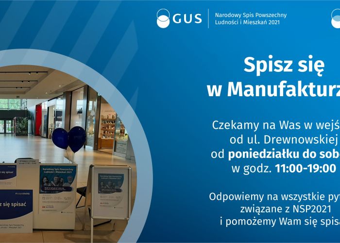 NSP - respondenci mogą się spisać także w 2 galeriach handlowych: Galeria Łódzka oraz Manufaktura.